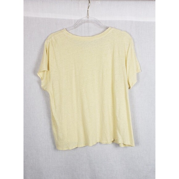Eileen Fisher Shirt L Butter Yellow Short Sleeve Slub Knit Lightweight Tee Top - Picture 2 of 4